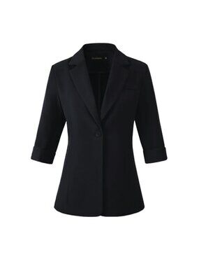Womens 3/4 Sleeve Blazer Office Business Casual Lightweight Suit Jacket Notched